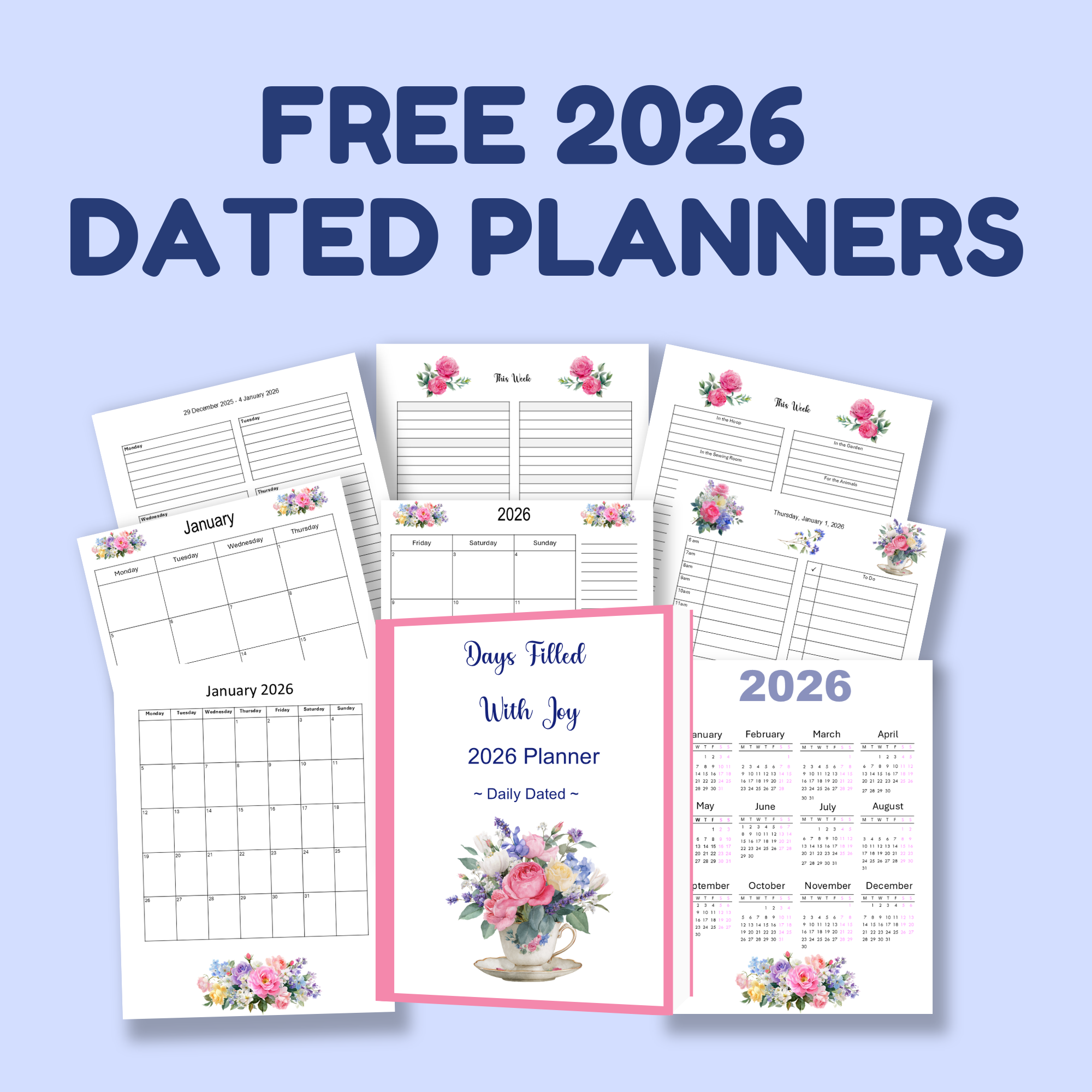 2026 Days Filled With Joy Free Planners - Days Filled With Joy